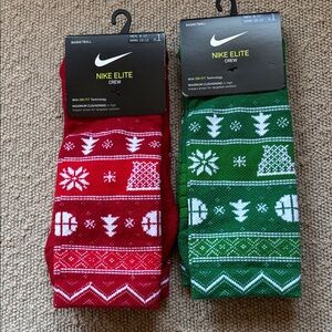 Nike Elite Crew Socks - Festive Red and Green